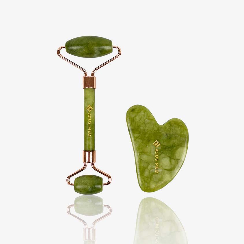 Gua Sha rinkinys: akmuo ir volelis – žalias - Image 4