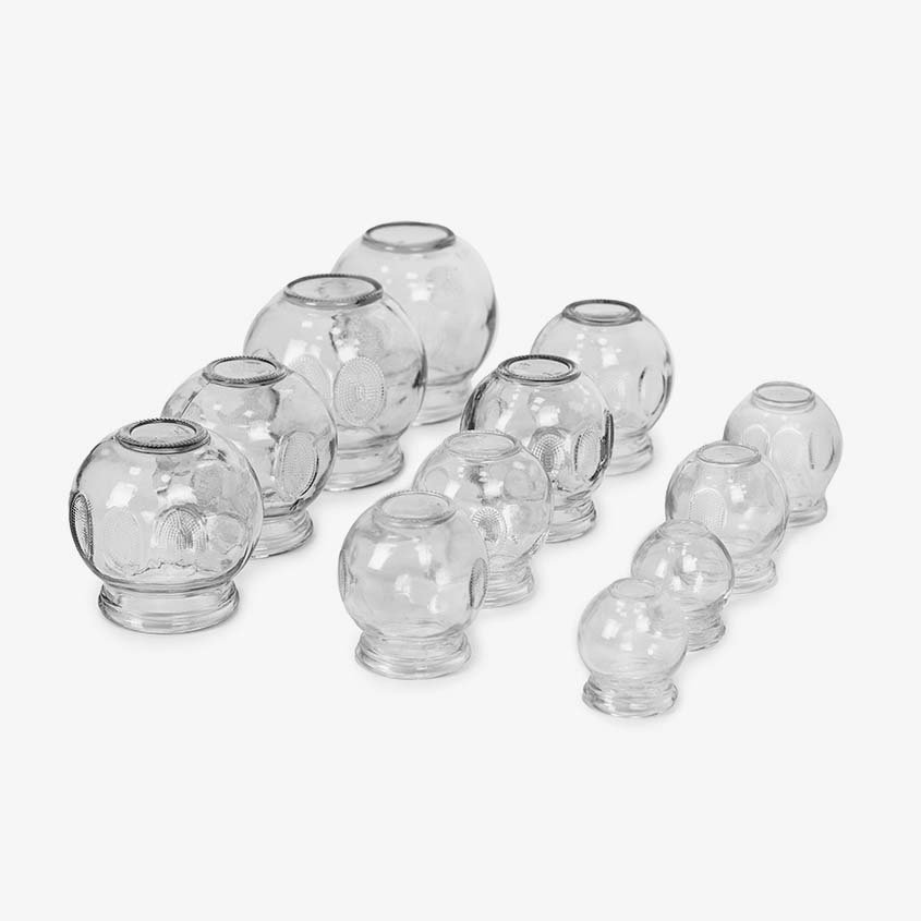 Set of 12 glass cuppings with heater - Image 3