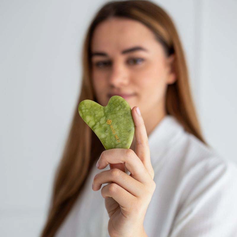 Gua Sha akmuo – širdelė – žalias - Image 4