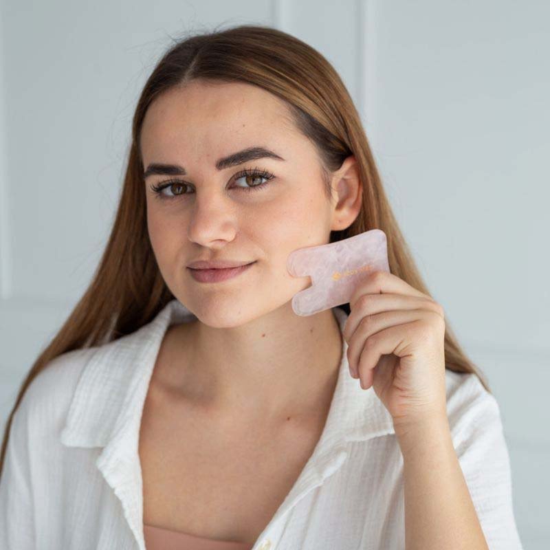 Gua Sha akmuo – stačiakampis – rožinis - Image 3
