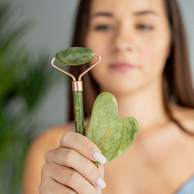 Gua Sha rinkinys: akmuo ir volelis – žalias - Image 3