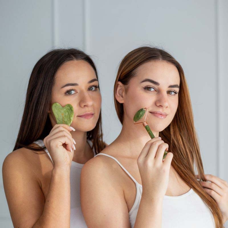 Gua Sha rinkinys: akmuo ir volelis – žalias - Image 2
