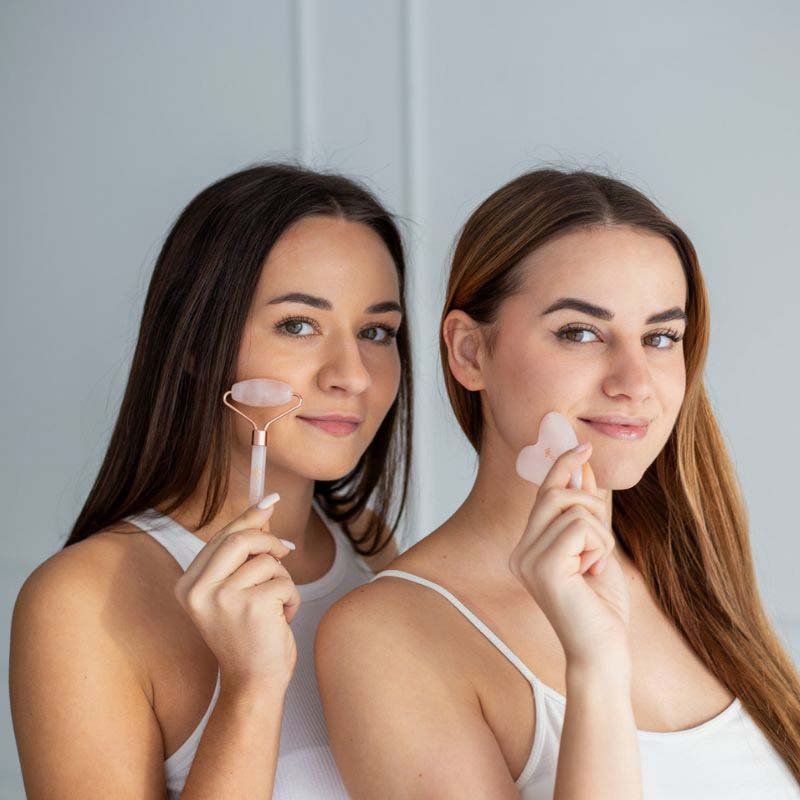 Gua Sha rinkinys: akmuo ir volelis – rožinis - Image 2